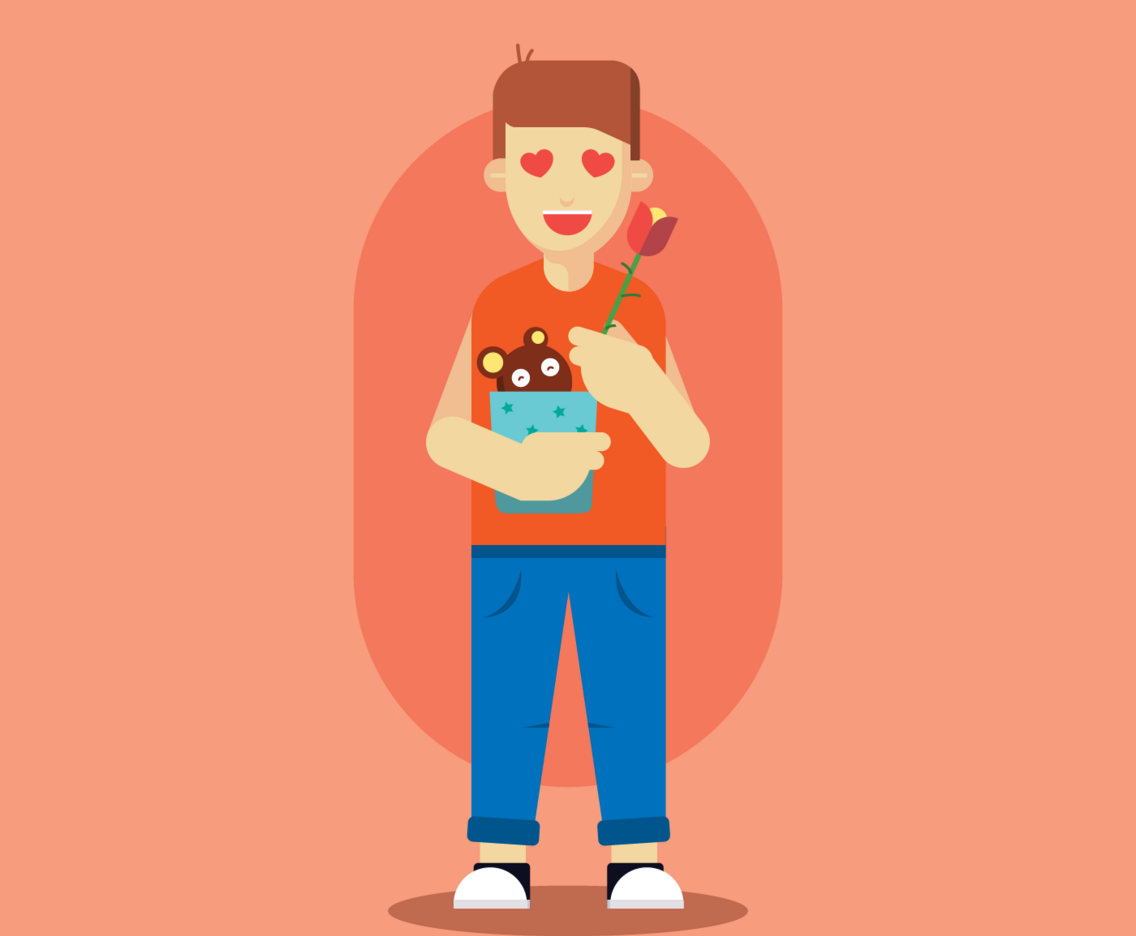 Boy with heart eyes vector