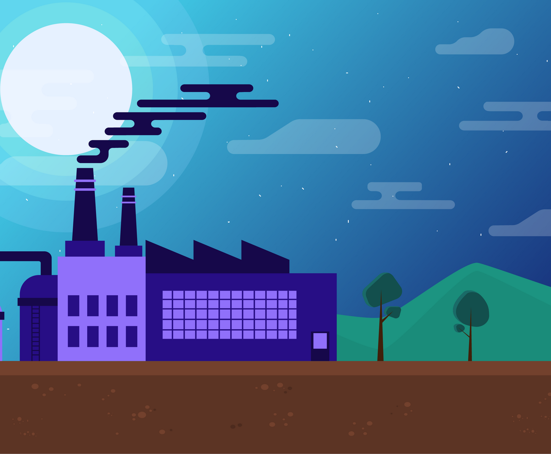 Vector Factory Landscape Illustration