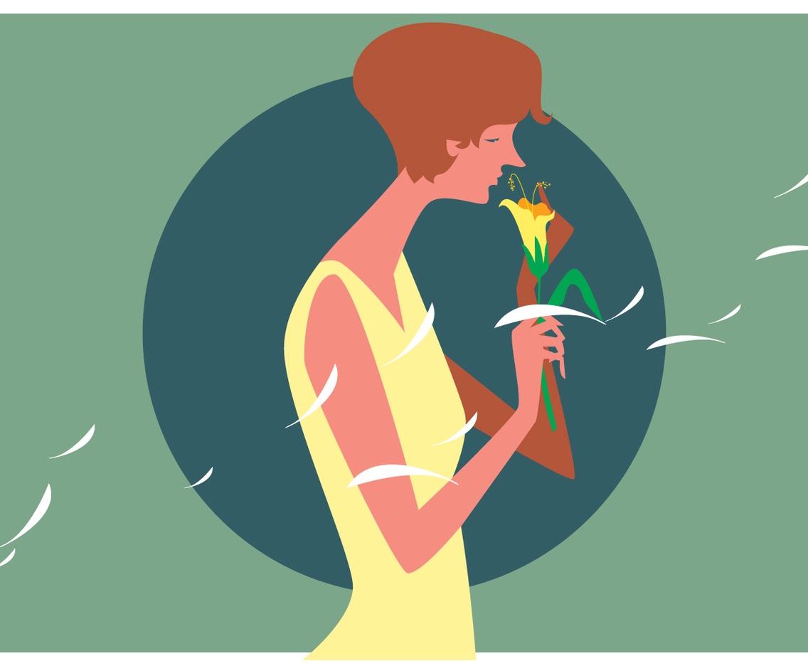 Red Hair Girl With Flower Vector