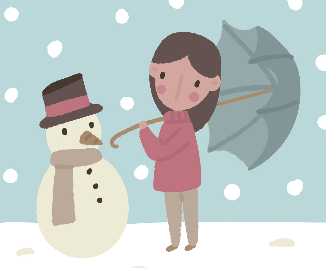 Cute Girl In the Middle Of the Snow