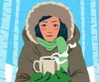 Young Model Portrait In Winter Outdoors