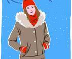 Model Portrait In Winter Outdoors