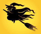 Witch On Broom Vector