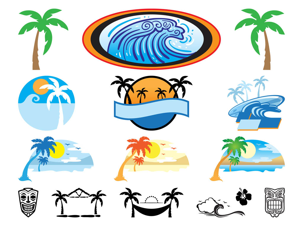 Hawaii Icons Set Vector Art & Graphics | freevector.com