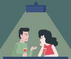People Eating At Restaurant Vector Illustration