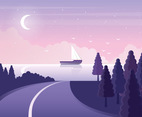 Vector Beautiful Seacape Illustration