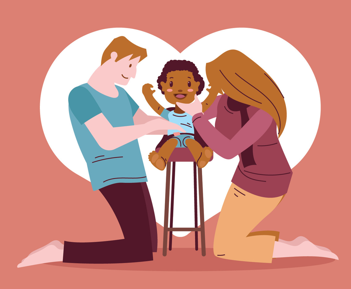 Young Family with Adopted African American Girl