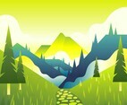 Mountain Path Landscape First Person View Vecto