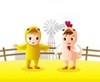 kids in chicken costume