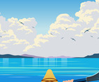 Kayaking First Person View Vector Illustration