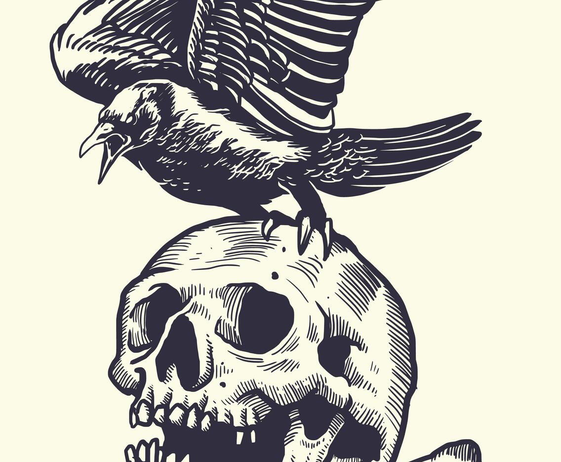 Skeleton Linocut
