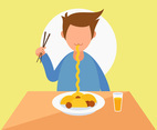 Outstanding People Eating At Restaurant Vectors