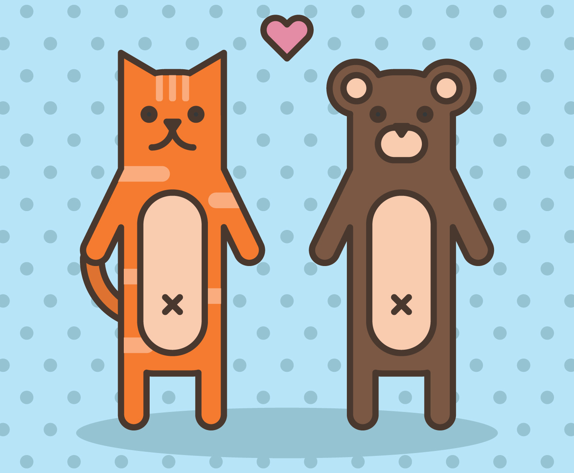 Lovely Cat and Bear