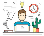 Young Character Working