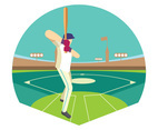 Baseball Player in Action on the Stadium or Baseball Park