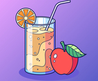 A Glass Of Apple Cider Slush With Slice Of Lemon Vector