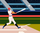 Player Playing At Baseball Park