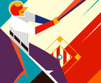 Baseball Park With Player Illustration