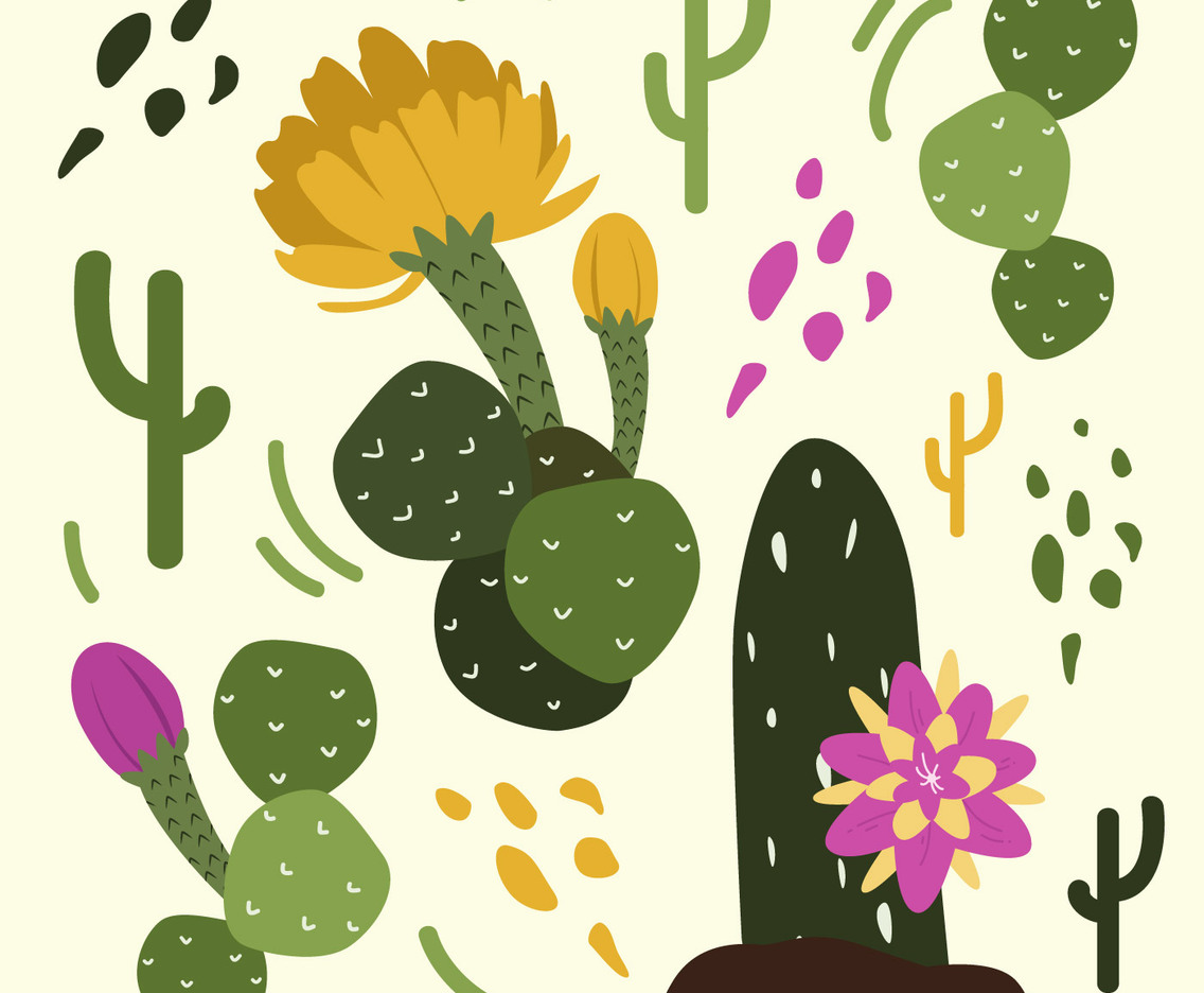 Desert Flower Linocut Vector