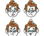 Cute Boy Character With Emoji Collection