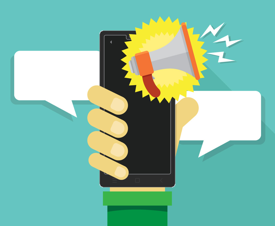 Megaphone or Loudspeaker for Mobile Notification Alert