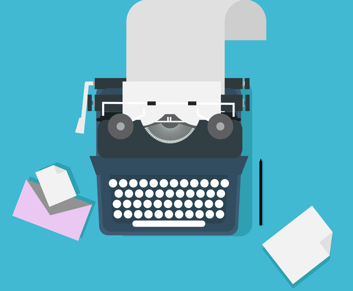 Man Hands Typing An Article On A Vintage Typewriter