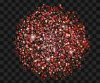 Red Pile of Glitter in a Transparent Background