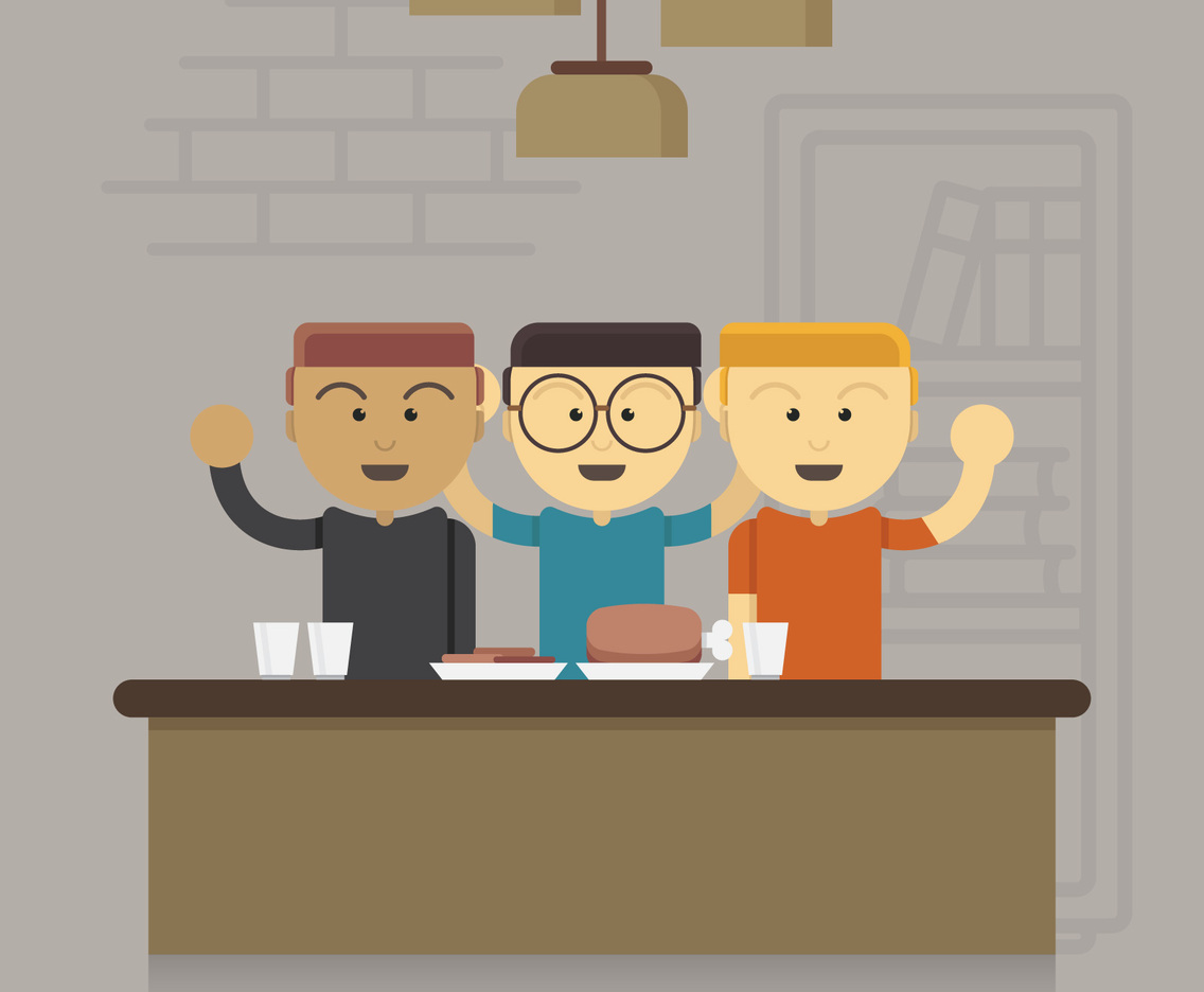 Diverse Dinner Table at School Food Store Illustration.