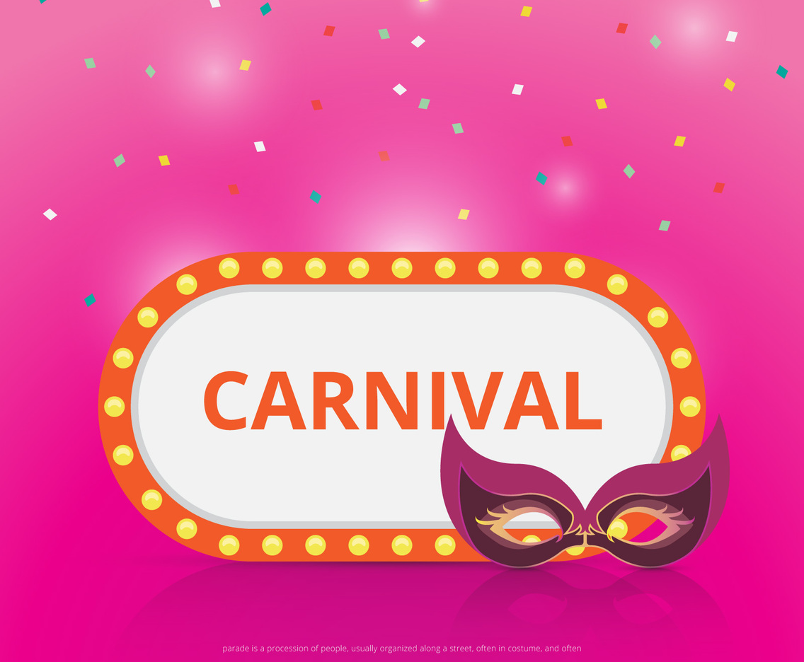 Parade Illustration Template. Colorful Retro Lamp Sign.
