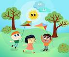 Diverse Children Playing Vectors