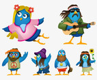 Hippie Cartoon Birds