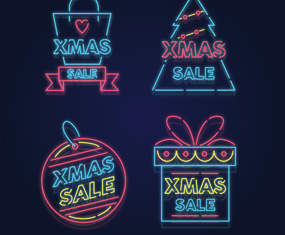 Xmas Neon Sale Vector Pack