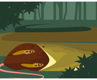 Snake Eating Big Mouse Vector