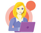 Customer Service Woman Character with Bubble Speech