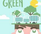 Think Green Poster Illustration Vector