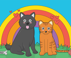 Puppies and kitten vector illustration