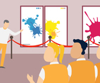 School Art Exhibition Vector Illustration