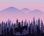 Wanderers Using Horses In The Mountains