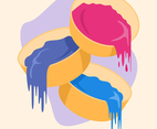 holi color element 3d flat illustration