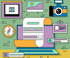 Flat Design Vector Office Elements Illustration
