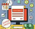 Flat Design Vector Office Elements Illustration