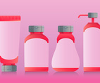 Rose Gold Bottles and or Cosmetic Set Realistic Illustration