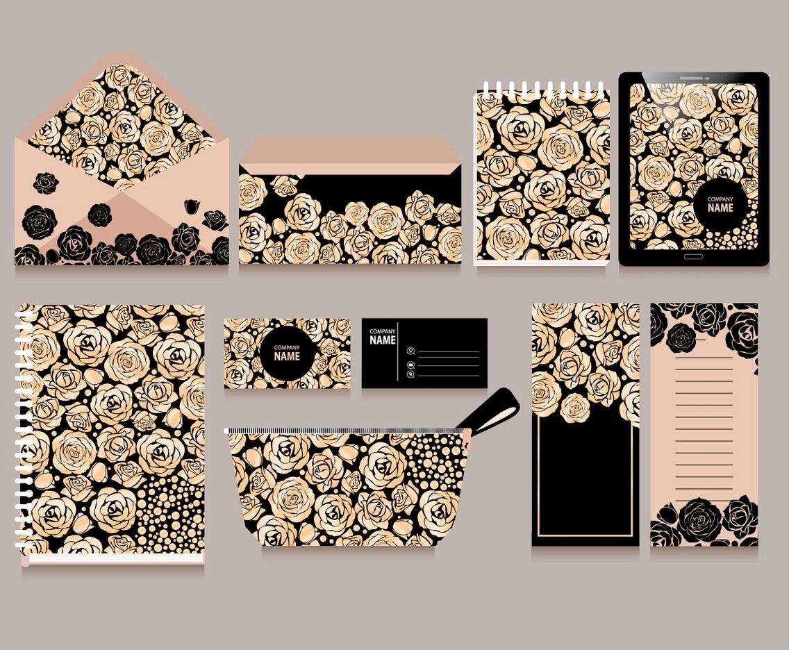 Rose Gold Stationery Vector