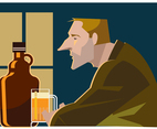 Alone in The Bar Vector
