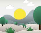 Paper Art Landscape With White Theme illustration