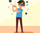 A Man With Virtual Reality Device