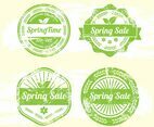 Color Postage Stamps With Nature Symbols Set