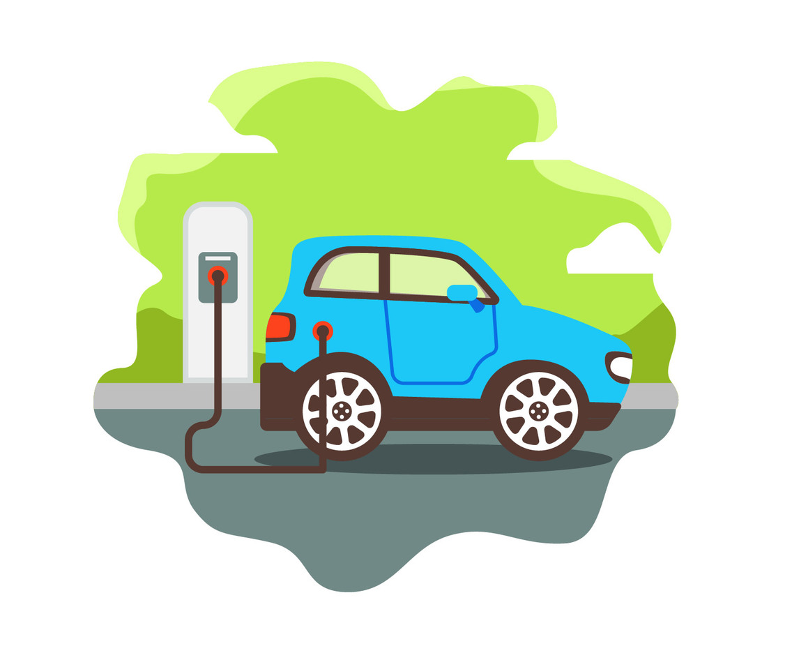 Electric Blue Car Charging