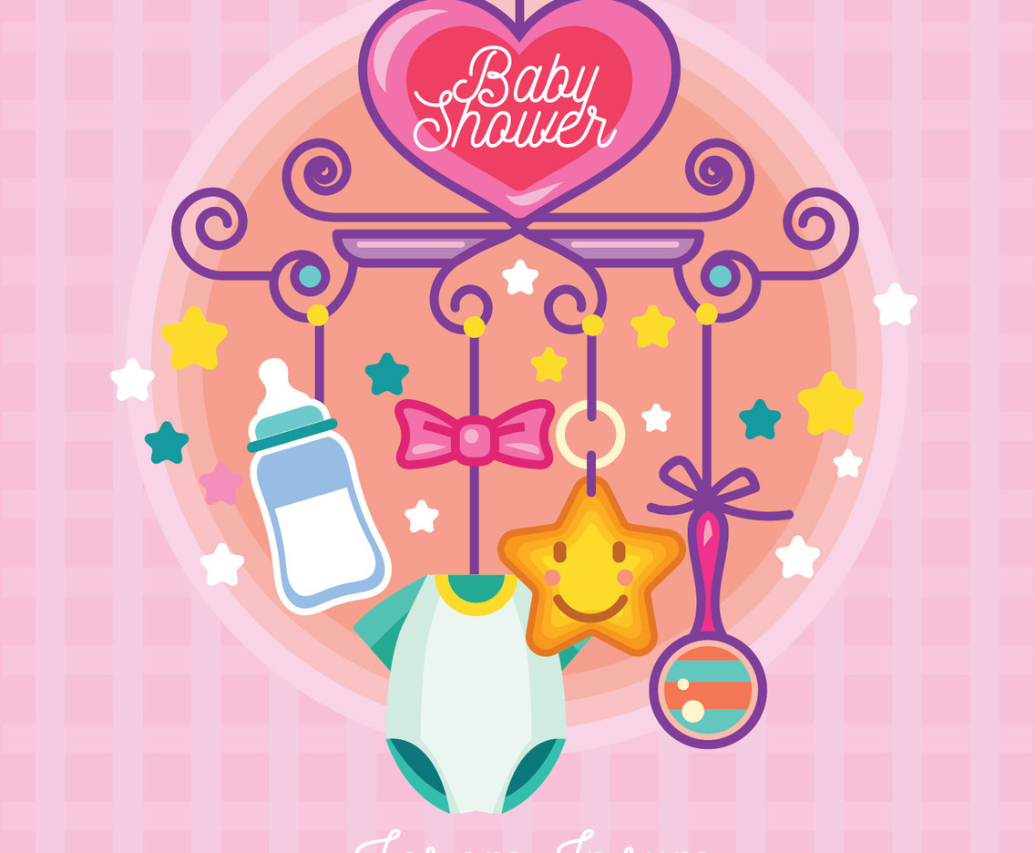 Baby Shower Vector Invitation Card Design