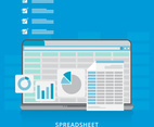 Spreadsheet Window Icon with Laptop and Diagram
